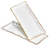 ONEMORE Servierplatte Porzellan Rechteckig 2er Set, Serviertablett 38 cm, Servierteller Länglich,...
