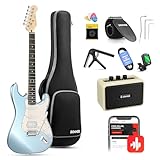 Donner E-Gitarre, DST-152R E Gitarren Set HSS Pickup Coil Split, Elektrische Gitarre Beginner Set...