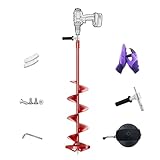 LONGRUN Eisbohrer, 8 Zoll Eisbohrer Erdbohrer mit Rutschfestem Griff und Austauschbaren...