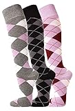 TippTexx 24 3/6 Paar unisex Reiter Socken, Reitstrümpfe in Karo Mustern plus Anti-Loch-Garantie...