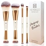 HEYMKGO Foundation-Pinsel 4 Stück doppelseitiger Pinsel 2-in-1-Kabuki-Make-up-Pinsel...