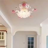 LYOUAE Moderne Deckenleuchte Deckenlampe Französische Blumen-Deckenleuchte, Flur, halbbündige...