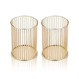 2 Stück Gold Stiftehalter, Durchbrochen Runder Pinselhalter, Schminktisch Zubehör, Schreibtisch...