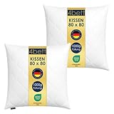 4bett Kopfkissen 2X 80x80 cm – Schlafkissen mit silikonisierten Faserkugeln, Oeko-Tex...