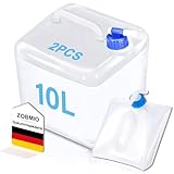 ZOBMIO 2er Set Wasserkanister, Wasserkanister mit Hahn 10 Liter, Wasserkanister Faltbar mit...