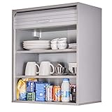 SIMMOB Küchenschrank Oberschrank Hängeschrank mit Rolladentür, Jalousienschrank, Silber, 60x35x72...
