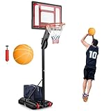 COSTWAY Basketballständer 105-260 cm höhenverstellbar, Basketballkorb Outdoor mit Ständer & 2...
