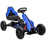 HOMCOM Gokart, Kinderfahrzeug mit verstellbarem Sitz, Tretfahrzeug, Tretauto mit Handbremse,...