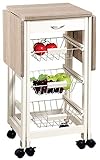 KESPER Küchenwagen 25817-13 mit 2 ausklappbaren Arbeitsplatten/Dekorfolie Eiche/Servierwagen