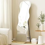 HOMCOM Ganzkörperspiegel 160 x 50 cm unregelmäßig gewellter rahmenloser Standspiegel mit...