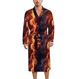 Novastar Seide, Nachtwäsche, Bademantel für Damen und Herren, rotes Flammenmuster, Q-Druck,...
