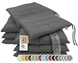 ZOLLNER 8er Set Sitzkissen in 40x40cm - gemütliche Stuhlkissen mit Bindebänder - waschbar bis...