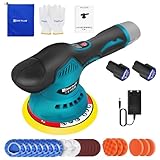 Akku Poliermaschine LCD, Auto Poliermaschine Set, Exzenter Poliermaschine mit 2 * 1.5Ah Batterie,...