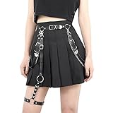 LEACOOLKEY Punk PU Leder Kettengürtel für Damen Gothic Rock Taillengürtel mit Bein Strumpfbänder