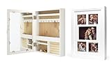 Schmuckschrank Weiß H45cm Bilderrahmen 5 Fotos MDF Holz Schmuckkasten Spiegel Wanddeko...