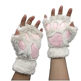 Niedlich Katze Klaue Pfote Plüschwarmen Fingerlose Handschuhe Kawaii Handschuhe Cosplay Kunstpelz...