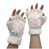 Handschuhe Damen Niedlich Katze Klaue Pfote Plüschwarmen Fingerlose Handschuhe Kawaii Cosplay...
