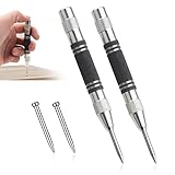 Automatischer Körner Metall, 2 Stück Automatik Körner, Center Punch mit 2 Ersatz-Stanzstempeln,...