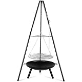 Schwenkgrill, Grill mit Feuerschale (Ø60cm), Grillrost (Ø52cm), Höhenverstellbarer Kette(200 cm)&...