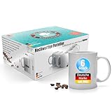 BigDean 6 Stück Kaffeebecher weiß 300ml – Kaffeetassen aus hochwertigem Porzellan in...