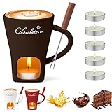 Bcuuozeeing Keramik Schokofondue Tasse Set, 130ml Schokoladenfondue Tasse, Schoko Fondue Cup mit...