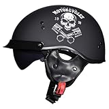 Retro-Motorrad-Halbhelm, Bike Cruiser Chopper Moped Scooter ATV Helm, ECE-Geprüfter...