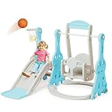 Rutsche Indoor ab 1 2 3 4 5 Jahr, 4-in-1-Kleinkindspielplatz mit Schaukel, Baby Rutsche...