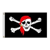 Piratenflagge, 60 x 90 cm, Jolly Roger-Flagge für Outdoor- und Piratenpartys, KTV-Totenkopf-Banner,...