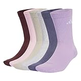 adidas Unisex CUSHIONED CREW SOCKS 6 PAIR PACK, Aurora Ruby/Preloved Violet/Powder Plum/Light Grey...