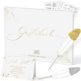 FORMIZON Gästebuch Hochzeit Set, 100 Blanko Seiten Weiß Hochzeitsgästebuch mit Sticker, 2...