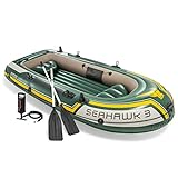 Intex Seahawk 3, 3-Person Inflatable Boat Set With Aluminum Oars and High Output Air Pump (Latest...