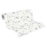 A.S. Création Maison Charme Vliestapete mit floralem Muster 0,53 x 10,05 m – Creme, Grau, Blau...