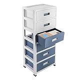 6 Schublade Organizer Schubladenschrank, Kunstoff Schubladencontainer mit Rollen Rollcontainer...