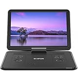 Tragbarer DVD-Player (17,5 Zoll) mit großem 15,6-Zoll-HD-Bildschirm, 6 Stunden Akkulaufzeit,...