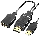HDMI auf DisplayPort Adapter 4K 60Hz,FOINNEX Adapter HDMI 1.4 zu DisplayPort 1.2 mit Audio,Aktiv...