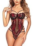 Avidlove Dessous Sexy Set Spitze Teddy Bodysuit V-Ausschnitt Reizwäsche Einteiliger Lingerie...