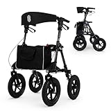 Rollator für draußen mit Luftbereifung bequemem Sitz und Lehne - robust leicht und faltbar. Der...