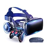 VR Brille mit Bluetooth Fernbedienung, Handy Virtual Reality Brille VR Headset für 3D Film Spiele...