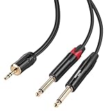 NEEWER 3,5mm 1/8 TRS auf 1/4 Dual 6,35mm TS Breakout Kabel, 6ft Cable, Stecker auf Stecker Stereo...