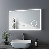 Bath-mann LED Badspiegel 100x60cm Badezimmerspiegel mit Beleuchtung 3 Lichtfarbe 3000-6400K...