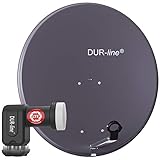 DUR-line MDA 80 Anthrazit - Digiatale 4 Teilnehmer Satellitenschüssel Komplett-Anlage mit +Ultra...