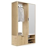GREKPOL 100x33x190 cm (Rechts/Links) Garderobe Set mit Spiegel - Flurgarderobe Set Artisan -...