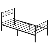 VASAGLE Bett 90 x 200 cm, Gästebett, Einzelbett aus Metall, Bettgestell, Bettrahmen, Metallbett,...