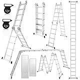 Eikuavons Aluminium Mehrzweckleiter, 4x5 Stufen 5.8M 7 in 1 Multifunktionsleiter mit 2 plattform und...
