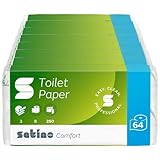 Satino by WEPA Comfort Toilettenpapier 2lagig - Großpackung mit 64 Rollen 100% Recyclingpapier -...