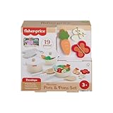 Fisher-Price Kochgeschirr-Set aus Holz für Rollenspiele, 19 Holzteile für Kindergartenkinder ab...