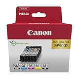 Canon PGI-580 CLI-581 BK C M Y PGBK Vorteilspack 5 Tintenpatronen (Schwarz, Cyan, Magenta, Gelb,...