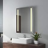 EMKE Badezimmerspiegel 60x80cm LED Badspiegel mit Beleuchtung Warmweissen Lichtspiegel Wandspiegel...