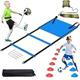 Zinueen Fussball Trainingszubehör Set mit Koordinationsleiter, 6m Trainingsset, 12 Hütchen und...