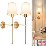Batteriebetriebene Wandleuchter, 2er-Set, mit Fernbedienung, goldene Wandleuchten für...